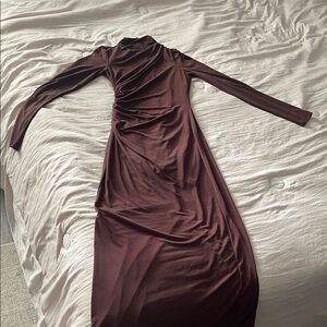 Zara Rich Brown Long Sleeve Dress